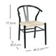 thumbnail image 2 of Ilios Innova | Juego de 2 sillas de comedor Bone con estructura negra de madera de haya y asiento de cuerda de papel tejido resistente, diseño minimalista moderno para comedor, 2 of 9