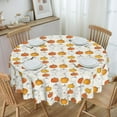 thumbnail image 3 of Round Tablecloth Rustic Pumpkin Pattern 60 Inch Table Cover for Dining Polyester Cloth with Scalloped Edges Stain Resistance Kitchen Picnic Party Restaurant Decoration, 3 of 6