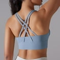 thumbnail image 4 of Women's Crop Tops Yoga Workout Sport Sleeveless Tops Quick Dry Slim Shaping Back Fitness Stretchy Tank Tops with Bra Blue,L, 4 of 6