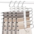thumbnail image 1 of FBXGT 4PCS Perchas Ganchos para Pantalones Ropa De 6 Niveles de Acero Inoxidable Tipo S Multifuncional Perchas Plegables Antideslizantes Organizadores De Almacenamiento para Faldas Bufandas (4), 1 of 7