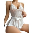 thumbnail image 3 of DYMADE Womens Lingerie Entice Lace Sexy Backless Bow Adjustable Strap One Piece Bodysuit Babydoll for Valentine's Day,Honeymoon,Special Night, 3 of 4