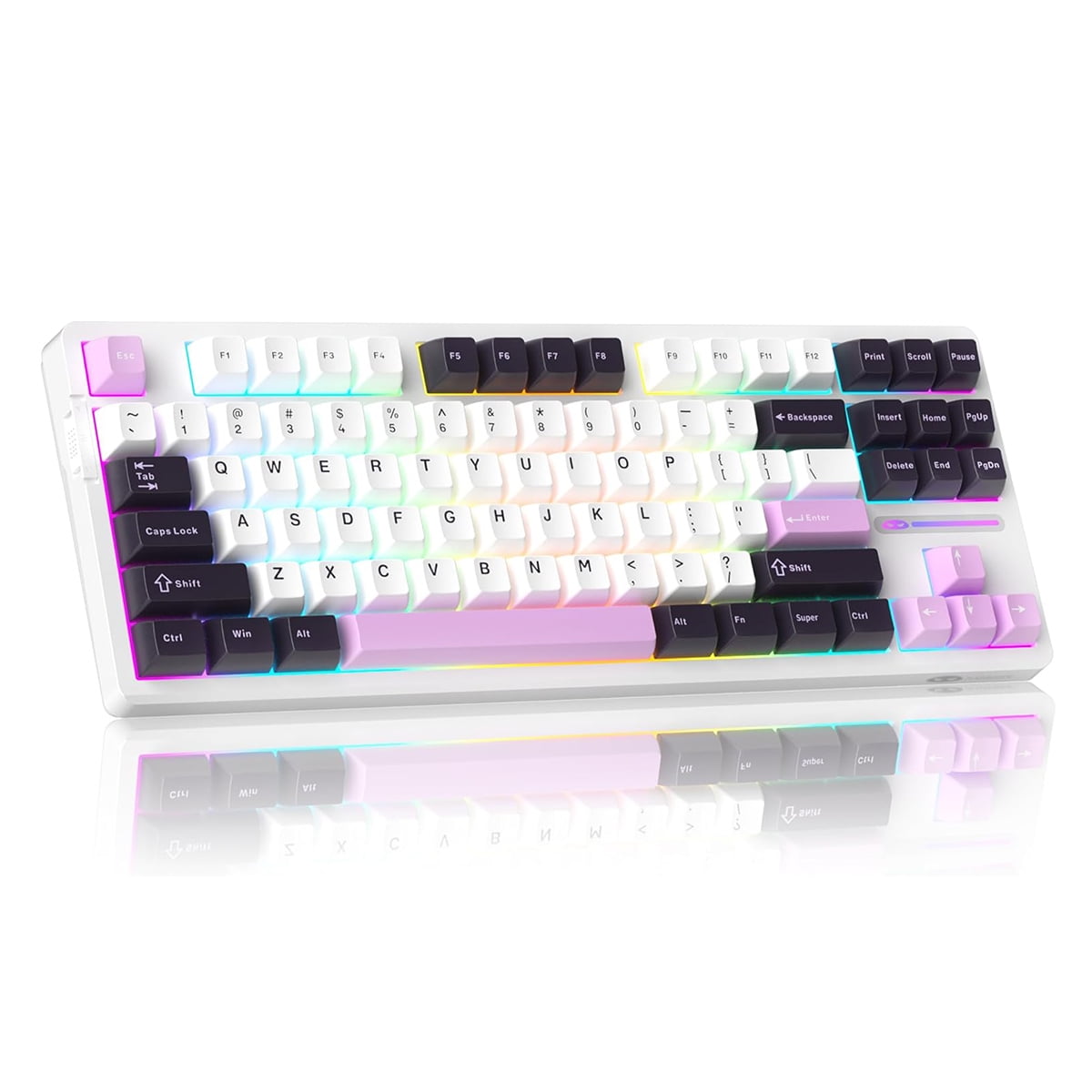 MageGee LIGHT87 Wired Creamy Keyboard, 80% Gasket Hot Swappable RGB Backlit Gaming Mechanical Keyboards with 6-Layer Sound Dampening,PBT Keycaps NKRO for Win/Mac, Purple