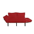 thumbnail image 2 of Polka Dots Futon Couch, Retro Vintage Pop Art Theme Old 60s 50s Rocker Inspired Bold Image Oval Shapes, Daybed with Metal Frame Upholstered Sofa for Living Dorm, Loveseat, Scarlet, by Ambesonne, 2 of 4