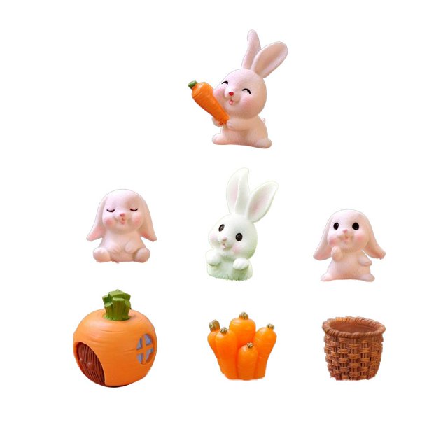 Modelos De Conejitos En Miniatura, Estatuilla De Animales, Juego De Juegos De Adornos En Miniatura Para El Hogar, Decoración De Casa De Muñecas De Hadas Diy Methold HA035029-00