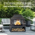 thumbnail image 2 of 39" Fire Pits with Wood Storage for Outside, Large Wood Burning Outdoor Fireplace with Chimney, Mesh Spark Screen & Fire Poker, Idea for Backyard, Patio, Party, Camping, Picnic, 2 of 6