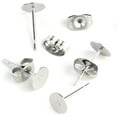 thumbnail image 2 of 200pcs 316 Grade Surgical Stainless Steel Hypoallergenic Stud Earring Posts 4mm Small Flat Board Glue On Post Setting with Earnut Backings SEF221-4, 2 of 5