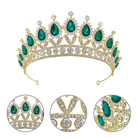 HEANUJJ Women's Crystal Headband Bridal Hair Jewelry with Green Rhinestones Copper Alloy Jewel Scroll 0.56x0.39in