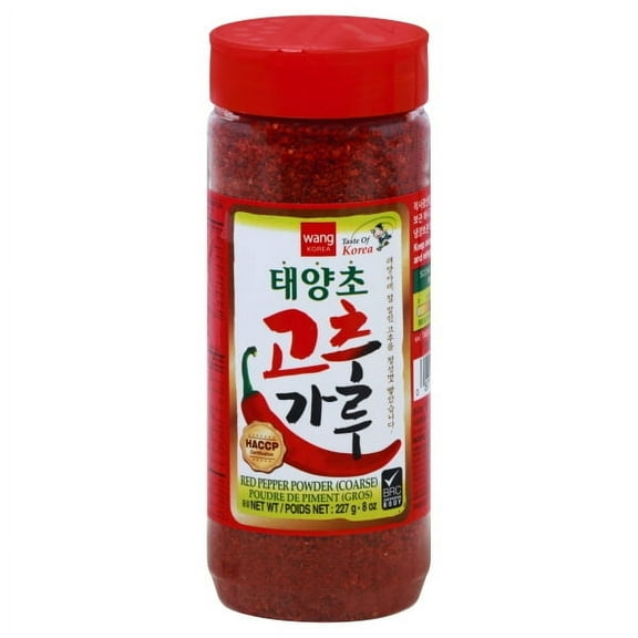 Wang Sun-Dried Coarse Gochugaru for Kimchi, Red Pepper Flakes, Chilli Powder, 8 Ounce