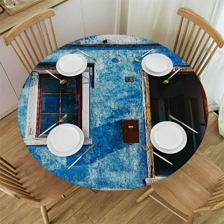 

Elastic Edged Polyester Fitted Table Cover Watercolor Tropical Palm Leaves Colorful Illustration Natural Feelings Decorative Fits up to Diameter Tables The Ultimate Protection for Your Table