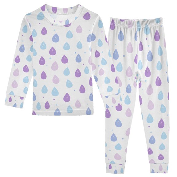joogoo Raindrops 2 Piece Long Sleeve Tee and Pants Cotton Pajama Set 5Y
