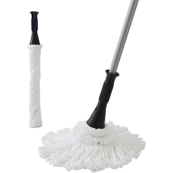 Eyliden Microfiber Twist Mop Silver 57.5In with 2 Removable Washable Heads  ★Canada Local Delivery, Time Limit Guarantee★