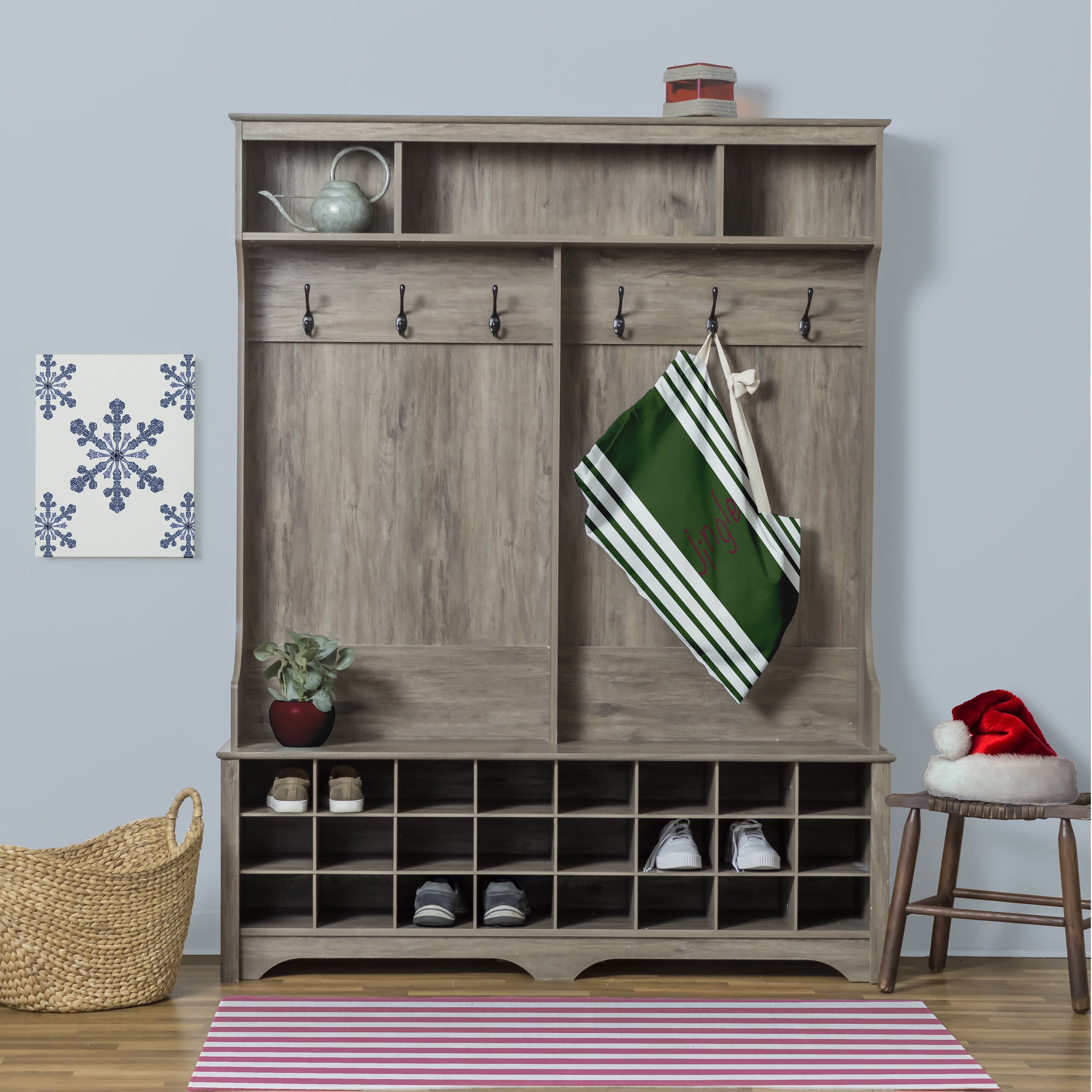 Simply Daisy Jingle on a Stripe 28 x 36 in Dark Green Laundry Bag