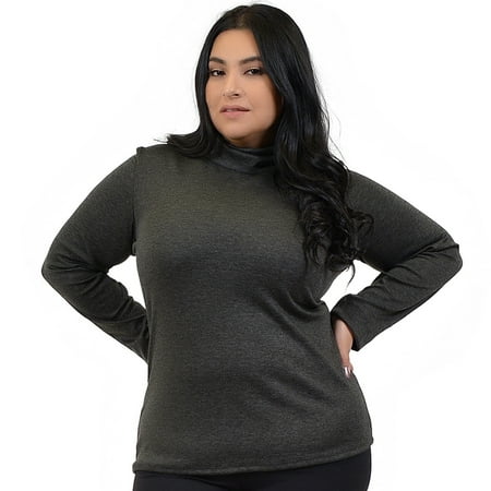 Plus Size Warm Long Sleeve Turtleneck Top - XXX-Large (20) / Charcoal Gray