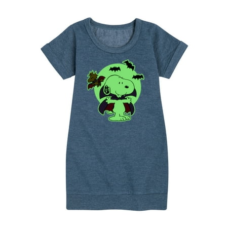 

Peanuts - Glow In The Dark Snoopy Vampire - Toddler And Youth Girls Fleece Dress