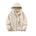 thumbnail image 7 of Windbreaker Men Man Solid Color Water Resistance Drawstring Pockets Hooded Outdoor Jacket Coat Beige M Windbreaker Jackets for Men, 7 of 7