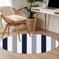 thumbnail image 5 of Navy Blue Gray Striped Large Area Rugs for Bedroom Living Room, Soft Non Slip Carpet Bedside Rug, Farmhouse Stripe Art Round Floor Cover Kitchen Accent Rug 3.3' for Dining Room/Office, 5 of 9