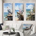 thumbnail image 1 of Designart "Beachside Seagull Repose" Animals Framed Wall Art Set Of 3 - Multi-Color Seagull Frame Gallery Wall Set For Home Decor, 1 of 6
