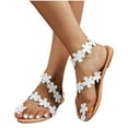 thumbnail image 4 of GERsome Sandals for Women Thong,Women's Bohemia Bling Rhinestone Pearl Flat Sandals Flat Gladiator Sandals Open Toe Dress Shoes, 4 of 7