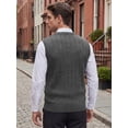 thumbnail image 3 of INSPIRE CHIC Men's Casual Pullover V-Neck Solid Lightweight Cable Knit Sweater Vest S Dark Gray, 3 of 6