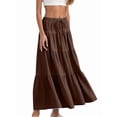 thumbnail image 3 of Jaimenalin Women'S Boho Flowy Maxi Skirt Flared Ruffle Elastic Waist Summer A Line Spring Long Skirts Brown M, 3 of 8