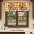 thumbnail image 6 of Fall Pumpkins Curtain Valances for Windows, Kitchen Valance Window Treatments Panel 2 Pack, Thanksgiving Sunflowers Rustic Orange Plaid Rod Pocket Short Curtains for Bathroom Bedroom 42 x 18 Inch, 6 of 8