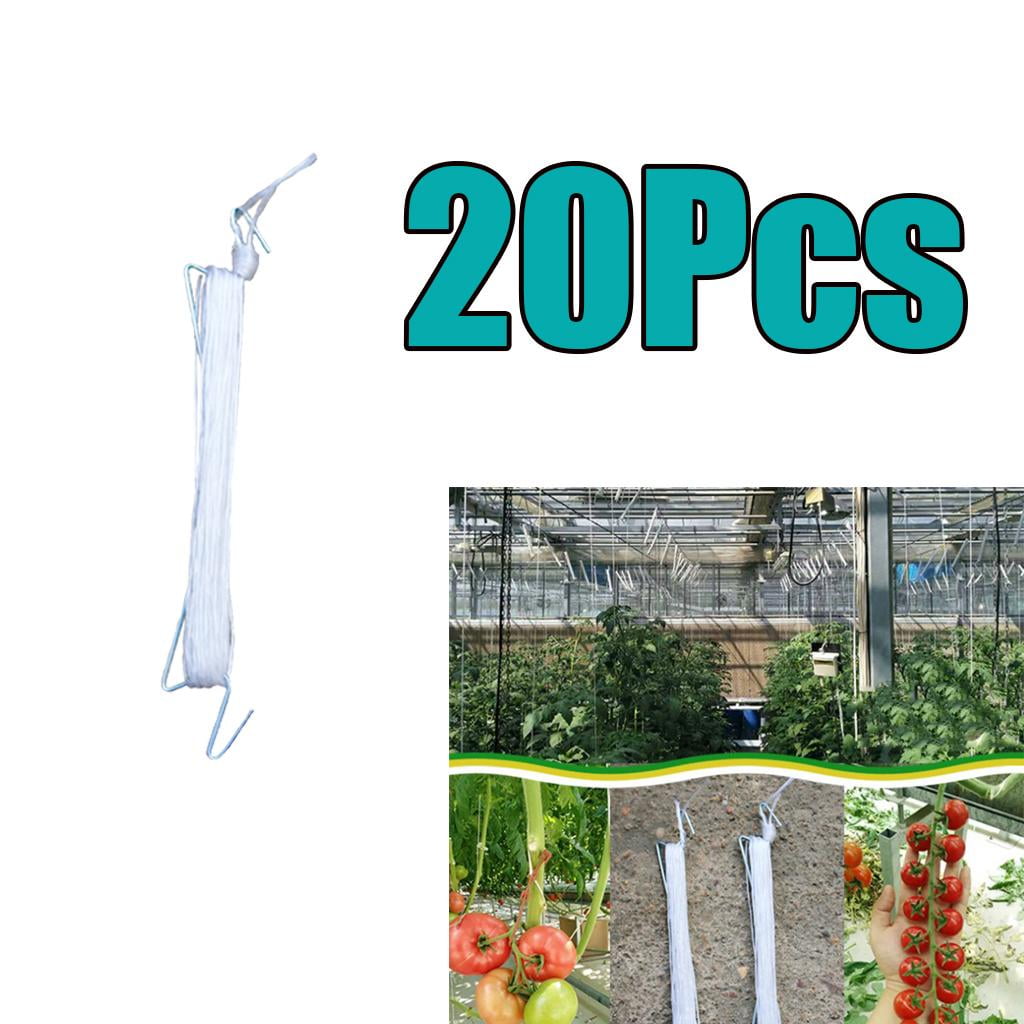 15/20/25/30pcs Tomato Double Hooks w/ Twine for Cucumber Cherries Planting Clip 