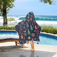 thumbnail image 3 of Yayeee Kids Hooded Towel with Hand Pockets Beach Soft Absorbent Bath Wrap 50 x 23.5 inch, Dark Blue Christmas, 3 of 5