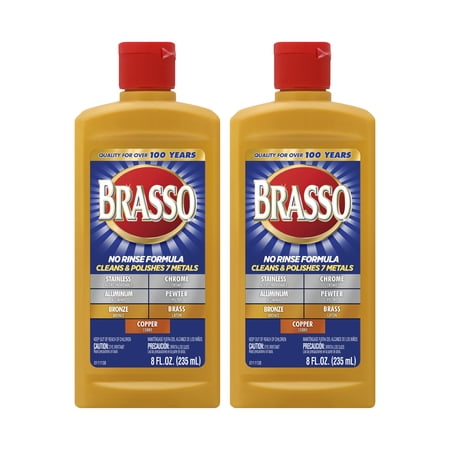 Brasso Metal Polish  8 Oz Bottle for Brass  Copper  Stainless  Chrome  Aluminum  Pewter & Bronze  8 Oz (Pack of 2)