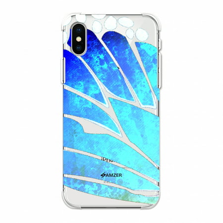 iPhone Xs Max Case, Ultra Slim ShockProof iPhone Xs Max Case Flexible HD Designer TPU Reinforced Impact Resistant Back Cover for Apple iPhone XS MAX (2018) - Butterfly - Blue Ombre Bleached Fibre