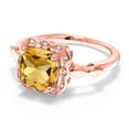 thumbnail image 2 of Gem Stone King 2.10 Ct Yellow Citrine White Created Sapphire 18K Rose Gold Plated Silver Ring, 2 of 6
