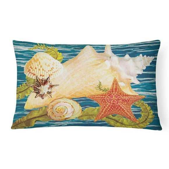 Carolines Treasures PRS4057PW1216 12 x 3 x 16 in. Conch Starfish & Cockle II Canvas Fabric Decorative Pillow