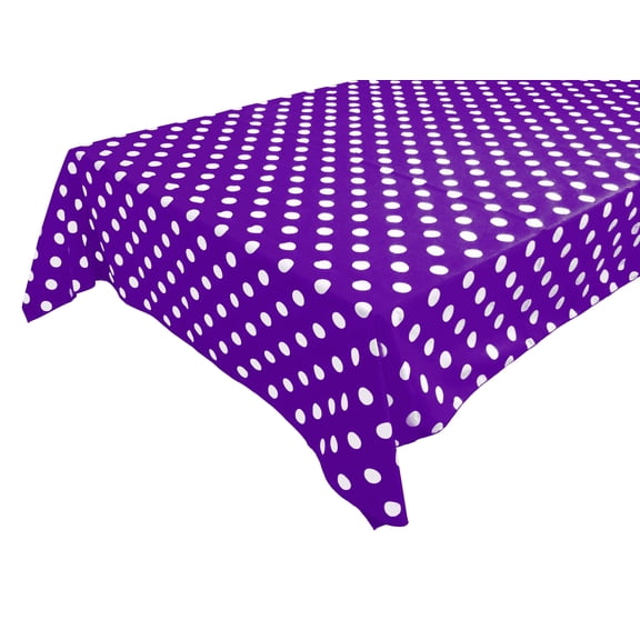 Cotton Tablecloth Polka Dots Print / White Dots on Purple
