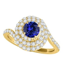 Mauli Jewels Rings for Women 1.9 Carat Interwined Design Diamond And Tanzanite Ring prong 14k Yellow Gold