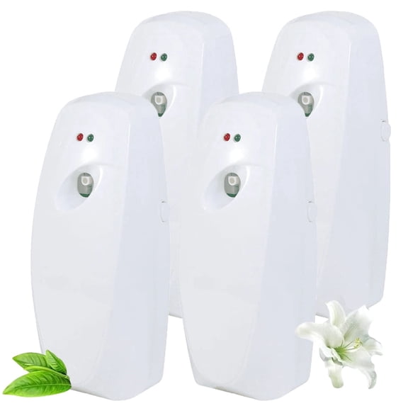 4-Pack Automatic Air Freshener Spray Dispenser, Wall Mounted for Home, Bathroom, Office, Hotel Indoor Use, White