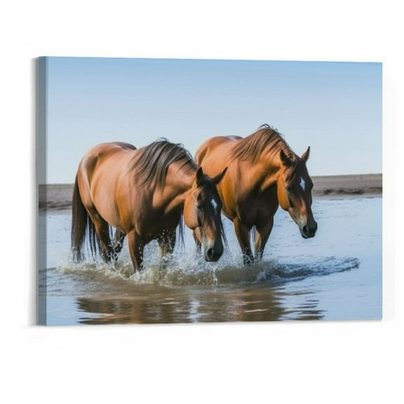 Creowell  Horse Picture Decor Wall Art Nature Animal Painting Photos Canvas Prints for Bathroom Kids Room Walls Decorations 20x16 Inch