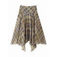thumbnail image 2 of Women Flowy Plaid Skirts Elegant Asymmetrical Hem Midi Skirt Brown S, 2 of 10