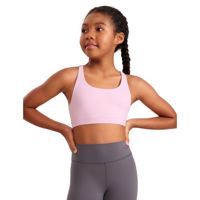 Sostén CRZ YOGA Butterluxe con tiras cruzadas y escote redondo rosa talla pequeña