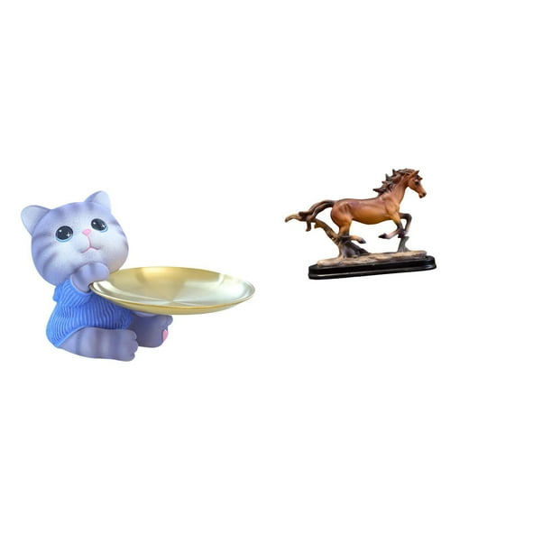 Figura de oso,Bandeja para gatos Bandeja para dulces para gatos Bandeja para estatuas de resina,Figura de caballo,Escultura de figura de caballo en miniatura coleccionable,Estatua de animal de