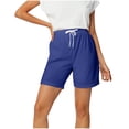 thumbnail image 2 of Women's Soft Knit Elastic Waist Bandage Short Pants, Body Shaping Mid Waist Tummy Control, Lightweight Summer Shorts for Workout, Yoga, Casual Wear, Casual Bottoms, | TruBelle,Blue L, 2 of 7