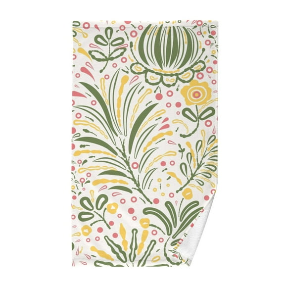 Green Leaves Pink Flowers Cotton Face Towels Soft Hand Towel Absorbent Bathroom Towel for Kitchen Hotel Decoration