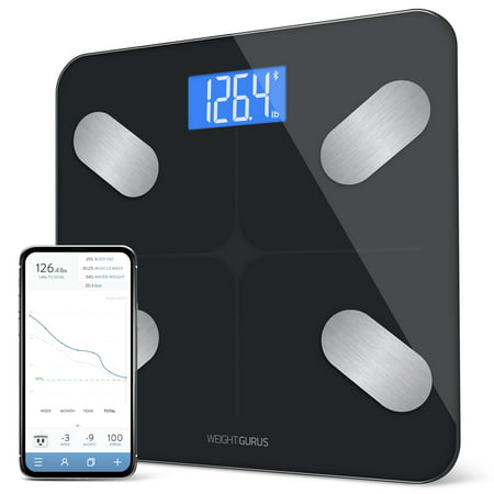 Bluetooth Digital Body Fat Scale from GreaterGoods, Body Composition Monitor and Smart Bathroom Scale with Secure Connected Solution for Your Data, Includes BMI, Body Fat, Muscle Mass, Water