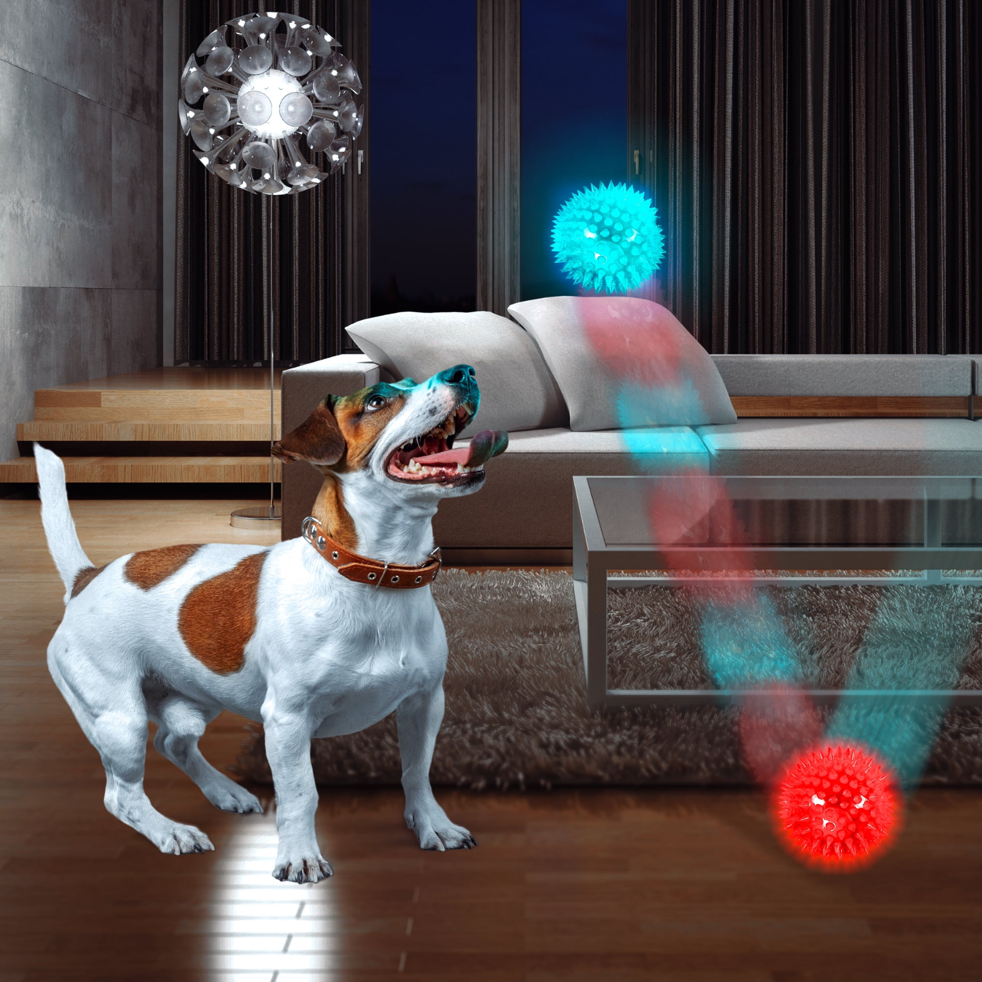 3 Pieces Light Up Squeak Dog Balls LED Squeaker Ball Dog Bouncy Squeaky Bal The 9 Best Light-Up Dog Toys of 2025