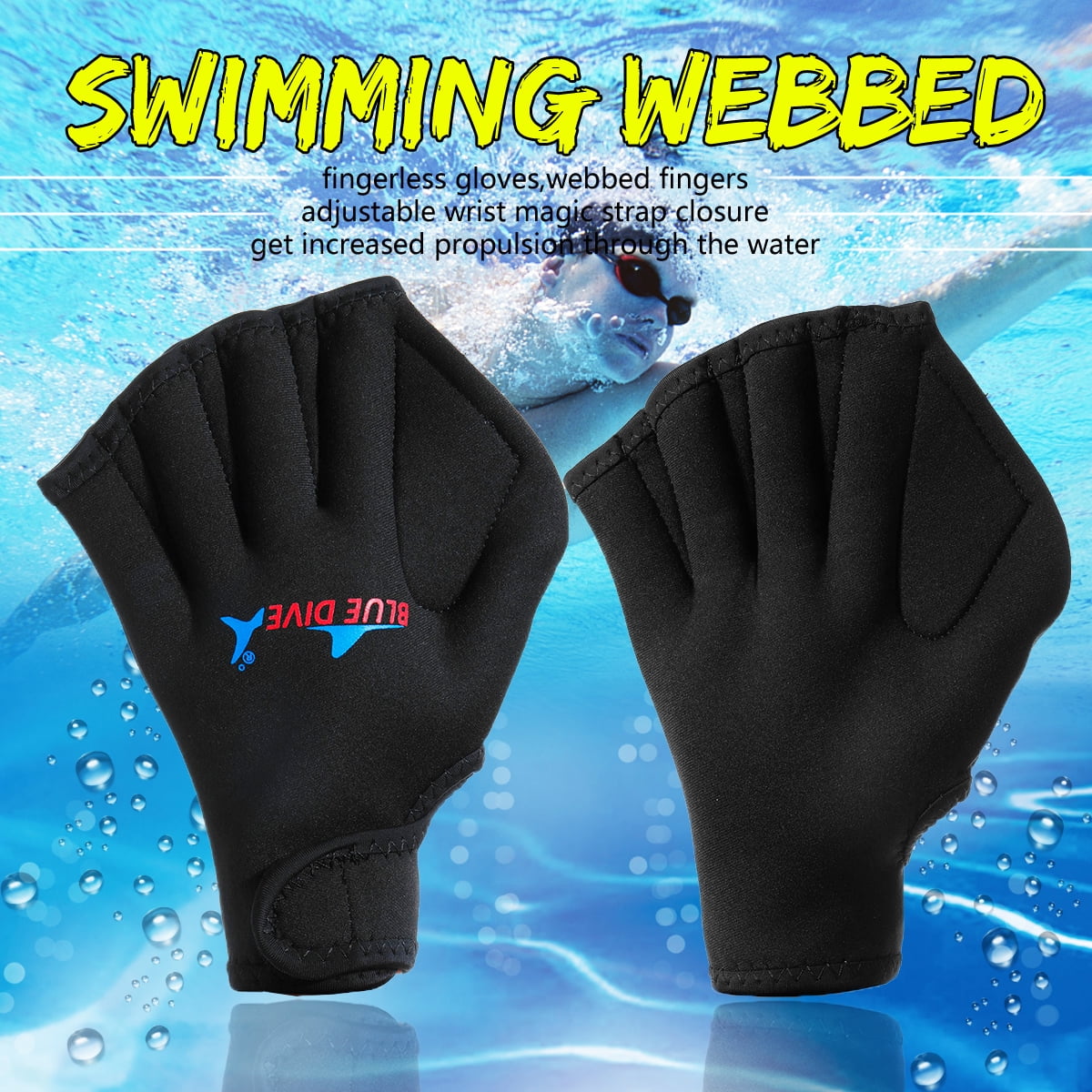 1.31*0.98ft Pair Aqua Sphere bed Swim Gloves Swimming bed