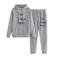 thumbnail image 3 of Ladies' Solid Color Hooded Sweatshirt & Pants Set - Lined, Pocket Design for Winter Comfort, 3 of 3