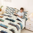 thumbnail image 3 of Castle Fairy Watercolor Train Set Bed Sheets 4pcs for Boys, Retro Engine Print King Sheets for Bedroom, Blue Brown, 3 of 6