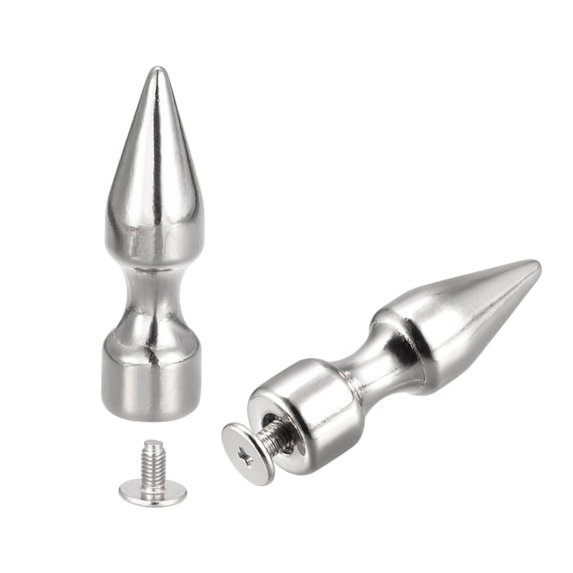 Unique Bargains 10x35mm Screw Back Rivets Solid Leather Studs Silver Tone 10 Sets