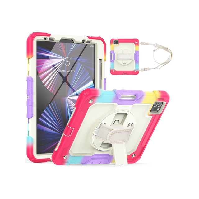 Case for iPad Pro 11 inch 2022 2021 2020 2018 iPad Air 5 Air 4 10.9 2022 2020 Protective Cover with Screen Protector Pencil Holder with Hand Strap