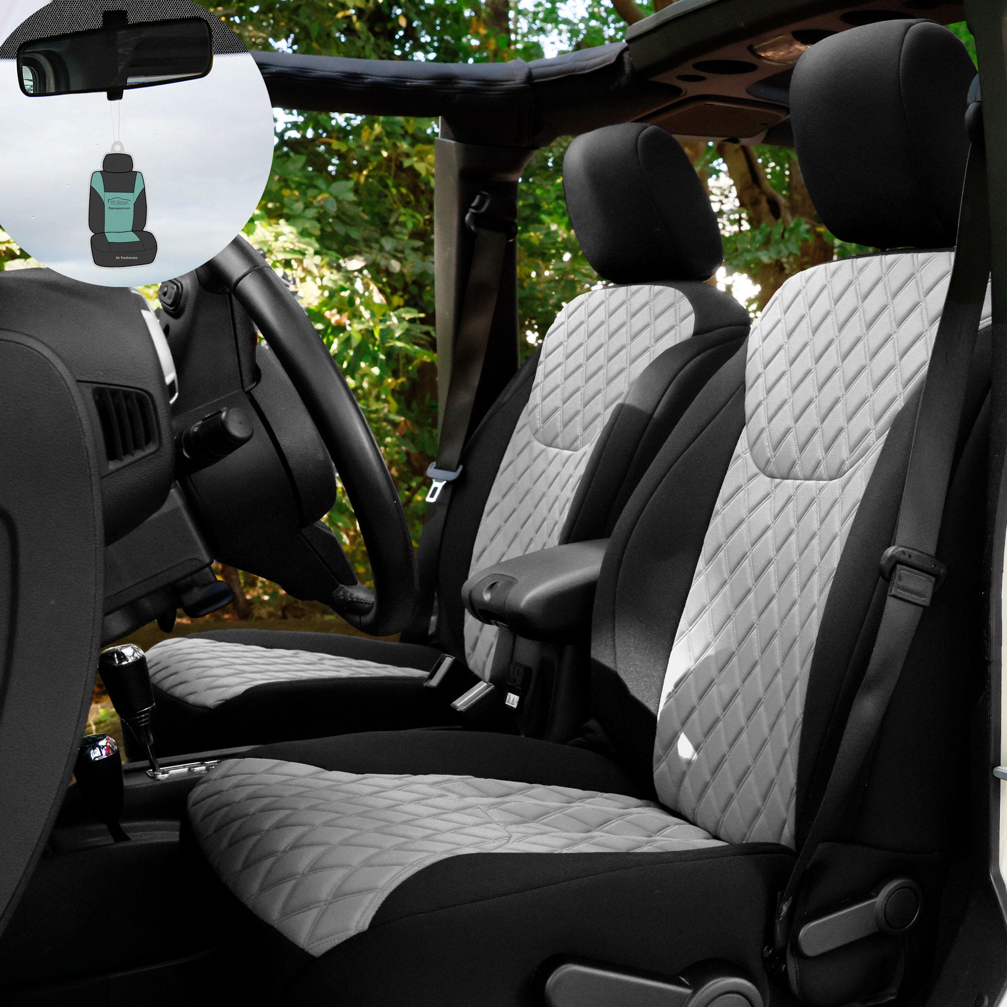 FH Group AFCM5003GRAYFRONT Gray Neoprene Custom Car Seat Cover For  2018-2023 Jeep Wrangler JK 4DR with Air Freshener 
