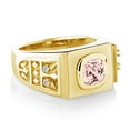 thumbnail image 3 of Gem Stone King 2.04 Ct Peach Nano Morganite White Topaz 18K Yellow Gold Plated Silver Men's Ring (Size 10), 3 of 4
