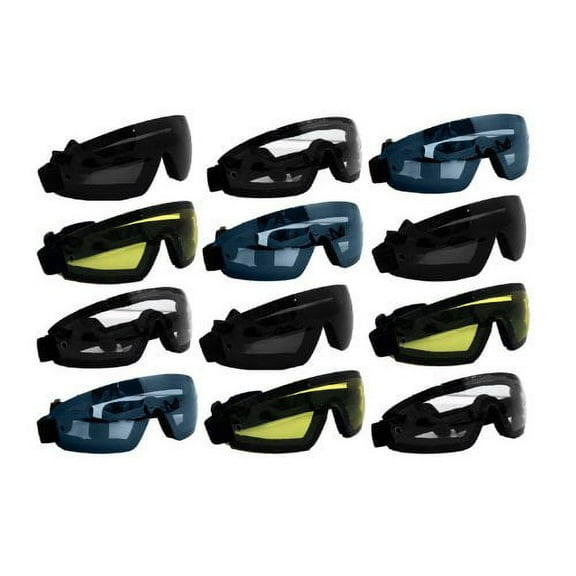 12 Skydive Sky Diving Goggles Clear Smoked Blue and Yellow